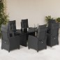 vidaXL Set de comedor de jardín 7 pzas y cojines ratán sintético negro vidaXL Set de comedor de jardín 7 pzas y cojines ratán sintético negro