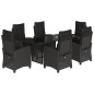 vidaXL Set de comedor de jardín 7 pzas y cojines ratán sintético negro vidaXL Set de comedor de jardín 7 pzas y cojines ratán sintético negro