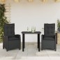 vidaXL Set comedor de jardín 3 pzas con cojines ratán sintético negro vidaXL Set comedor de jardín 3 pzas con cojines ratán sintético negro