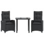 vidaXL Set comedor de jardín 3 pzas con cojines ratán sintético negro vidaXL Set comedor de jardín 3 pzas con cojines ratán sintético negro