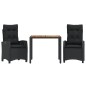 vidaXL Set comedor de jardín 3 pzas con cojines ratán sintético negro vidaXL Set comedor de jardín 3 pzas con cojines ratán sintético negro