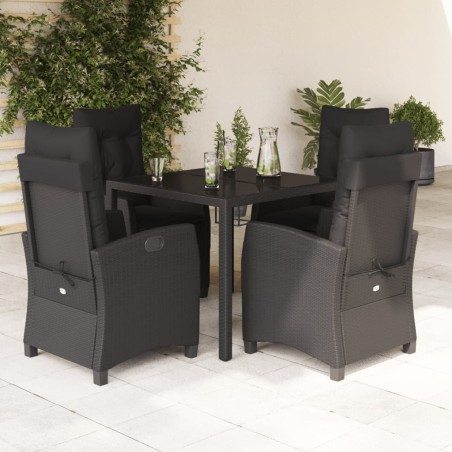 vidaXL Set de muebles jardín 5 pzas con cojines ratán sintético negro