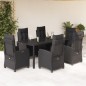 vidaXL Set de comedor de jardín 7 pzas y cojines ratán sintético negro vidaXL Set de comedor de jardín 7 pzas y cojines ratán sintético negro