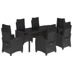 vidaXL Set de comedor de jardín 7 pzas y cojines ratán sintético negro