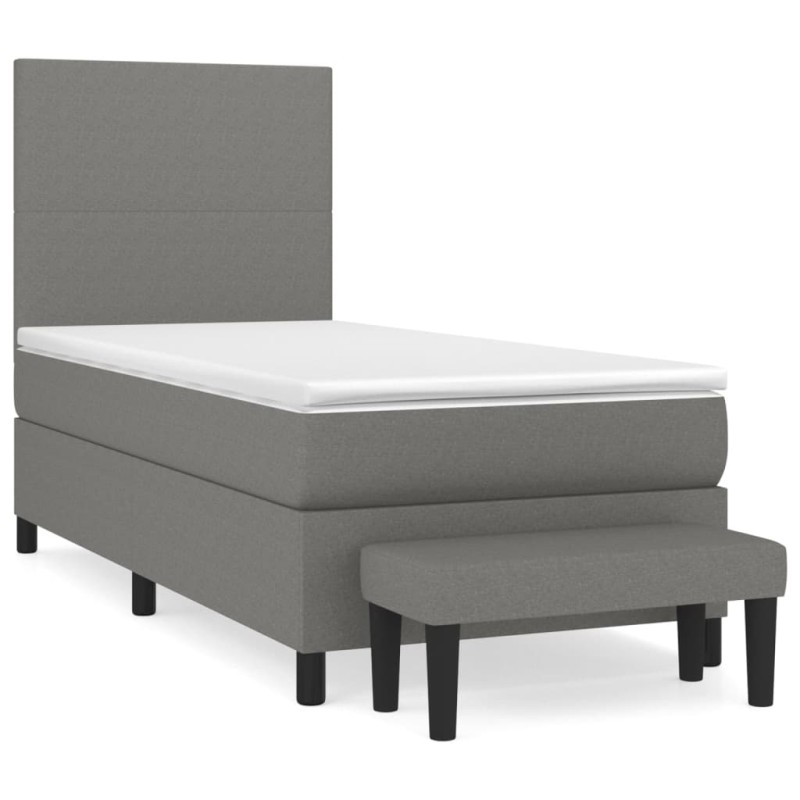 vidaXL Cama box spring con colchón tela gris oscuro 80x200 cm vidaXL Cama box spring con colchón tela gris oscuro 80x200 cm
