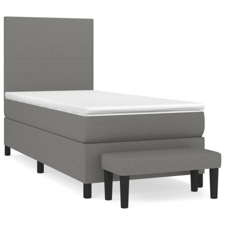 vidaXL Cama box spring con colchón tela gris oscuro 80x200 cm