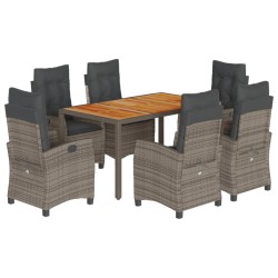 vidaXL Set comedor jardín 7 pzas y cojines ratán sintético gris