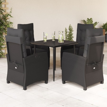 vidaXL Set de muebles jardín 5 pzas con cojines ratán sintético negro
