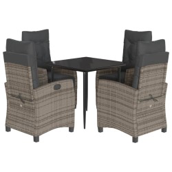 vidaXL Set comedor de jardín 5 piezas con cojines ratán sintético gris