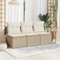 vidaXL Sofá de jardín de 3 plazas con cojines ratán sintético beige vidaXL Sofá de jardín de 3 plazas con cojines ratán sintético beige