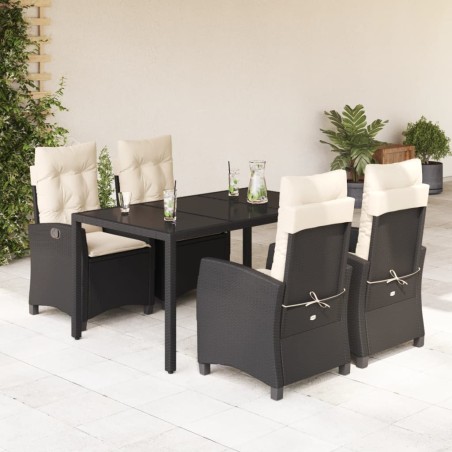 vidaXL Set de muebles jardín 5 pzas con cojines ratán sintético negro
