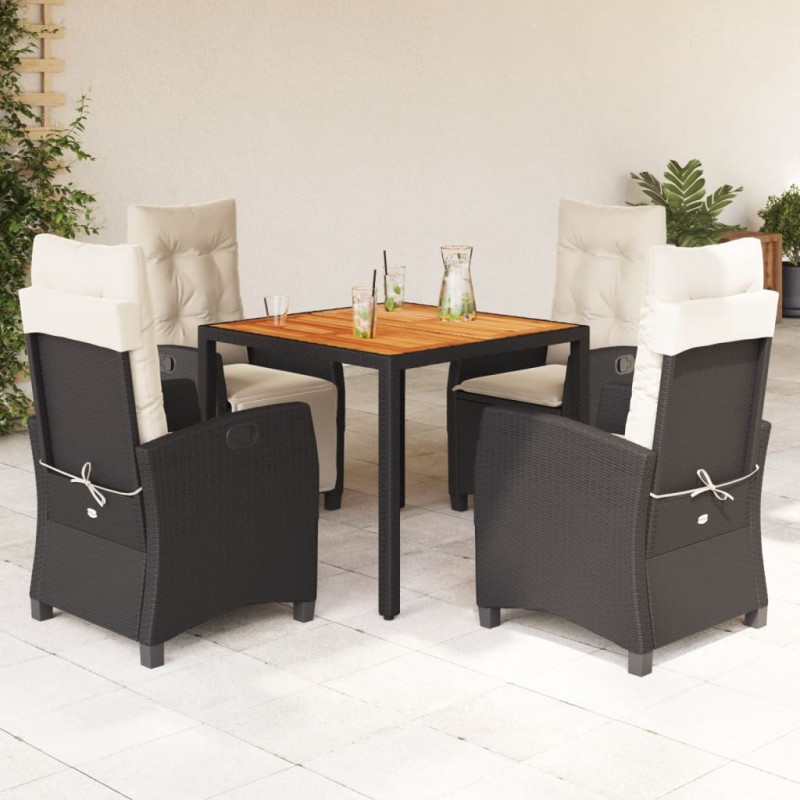 vidaXL Set de muebles jardín 5 pzas con cojines ratán sintético negro vidaXL Set de muebles jardín 5 pzas con cojines ratán sintético negro