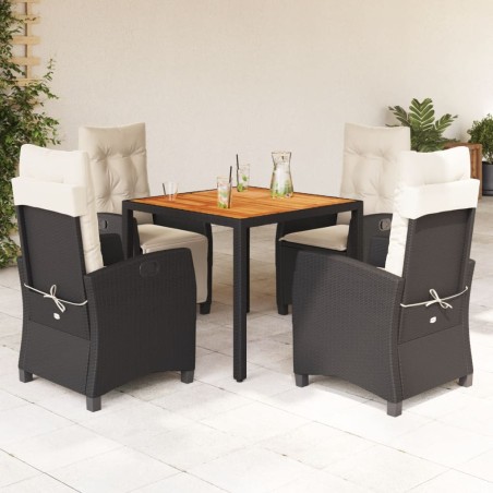 vidaXL Set de muebles jardín 5 pzas con cojines ratán sintético negro