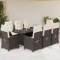 vidaXL Set comedor para jardín 9 pzas y cojines ratán sintético marrón vidaXL Set comedor para jardín 9 pzas y cojines ratán sintético marrón