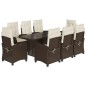 vidaXL Set comedor para jardín 9 pzas y cojines ratán sintético marrón vidaXL Set comedor para jardín 9 pzas y cojines ratán sintético marrón