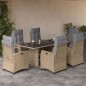 vidaXL Set comedor de jardín 7 pzas con cojines ratán sintético beige vidaXL Set comedor de jardín 7 pzas con cojines ratán sintético beige
