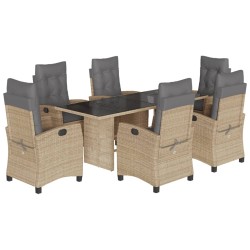 vidaXL Set comedor de jardín 7 pzas con cojines ratán sintético beige