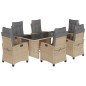 vidaXL Set comedor de jardín 7 pzas con cojines ratán sintético beige vidaXL Set comedor de jardín 7 pzas con cojines ratán sintético beige