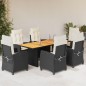 vidaXL Set de comedor de jardín 7 pzas y cojines ratán sintético negro vidaXL Set de comedor de jardín 7 pzas y cojines ratán sintético negro