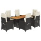 vidaXL Set de comedor de jardín 7 pzas y cojines ratán sintético negro vidaXL Set de comedor de jardín 7 pzas y cojines ratán sintético negro