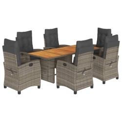 vidaXL Set comedor jardín 7 pzas y cojines ratán sintético gris