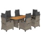 vidaXL Set comedor jardín 7 pzas y cojines ratán sintético gris vidaXL Set comedor jardín 7 pzas y cojines ratán sintético gris
