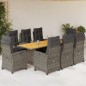 vidaXL Set comedor jardín 9 pzas y cojines ratán sintético gris vidaXL Set comedor jardín 9 pzas y cojines ratán sintético gris