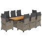 vidaXL Set comedor jardín 9 pzas y cojines ratán sintético gris vidaXL Set comedor jardín 9 pzas y cojines ratán sintético gris