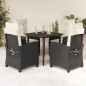 vidaXL Set de muebles jardín 5 pzas con cojines ratán sintético negro vidaXL Set de muebles jardín 5 pzas con cojines ratán sintético negro