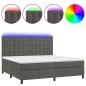 vidaXL Cama box spring colchón y LED terciopelo gris oscuro 200x200 cm vidaXL Cama box spring colchón y LED terciopelo gris oscuro 200x200 cm