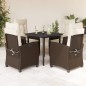 vidaXL Set comedor de jardín 5 piezas y cojines ratán sintético marrón vidaXL Set comedor de jardín 5 piezas y cojines ratán sintético marrón