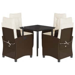 vidaXL Set comedor de jardín 5 piezas y cojines ratán sintético marrón