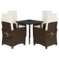 vidaXL Set comedor de jardín 5 piezas y cojines ratán sintético marrón vidaXL Set comedor de jardín 5 piezas y cojines ratán sintético marrón