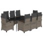 vidaXL Set comedor jardín 9 pzas y cojines ratán sintético gris vidaXL Set comedor jardín 9 pzas y cojines ratán sintético gris