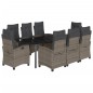 vidaXL Set comedor jardín 9 pzas y cojines ratán sintético gris vidaXL Set comedor jardín 9 pzas y cojines ratán sintético gris