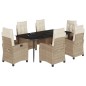 vidaXL Set comedor de jardín 7 pzas con cojines ratán sintético beige vidaXL Set comedor de jardín 7 pzas con cojines ratán sintético beige