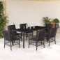 vidaXL Set de comedor de jardín 7 pzas y cojines ratán sintético negro vidaXL Set de comedor de jardín 7 pzas y cojines ratán sintético negro