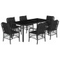 vidaXL Set de comedor de jardín 7 pzas y cojines ratán sintético negro vidaXL Set de comedor de jardín 7 pzas y cojines ratán sintético negro