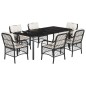 vidaXL Set de comedor de jardín 7 pzas y cojines ratán sintético negro vidaXL Set de comedor de jardín 7 pzas y cojines ratán sintético negro