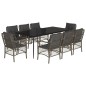 vidaXL Set comedor jardín 9 pzas y cojines ratán sintético gris vidaXL Set comedor jardín 9 pzas y cojines ratán sintético gris
