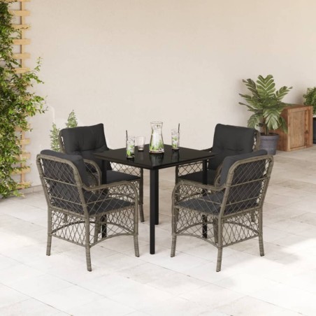 vidaXL Set comedor de jardín 5 piezas con cojines ratán sintético gris