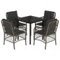 vidaXL Set comedor de jardín 5 piezas con cojines ratán sintético gris vidaXL Set comedor de jardín 5 piezas con cojines ratán sintético gris