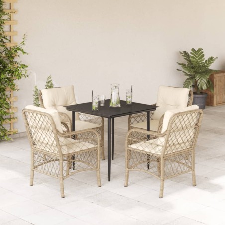 vidaXL Set comedor de jardín 5 pzas con cojines ratán sintético beige