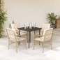 vidaXL Set comedor de jardín 5 pzas con cojines ratán sintético beige vidaXL Set comedor de jardín 5 pzas con cojines ratán sintético beige