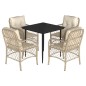 vidaXL Set comedor de jardín 5 pzas con cojines ratán sintético beige vidaXL Set comedor de jardín 5 pzas con cojines ratán sintético beige