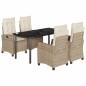 vidaXL Set comedor de jardín 5 pzas con cojines ratán sintético beige vidaXL Set comedor de jardín 5 pzas con cojines ratán sintético beige