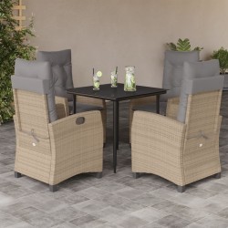 vidaXL Set comedor de jardín 5 pzas con cojines ratán sintético beige