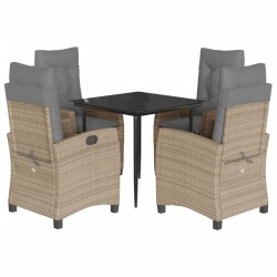 vidaXL Set comedor de jardín 5 pzas con cojines ratán sintético beige