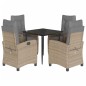 vidaXL Set comedor de jardín 5 pzas con cojines ratán sintético beige vidaXL Set comedor de jardín 5 pzas con cojines ratán sintético beige