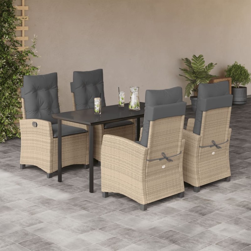 vidaXL Set comedor de jardín 5 pzas con cojines ratán sintético beige vidaXL Set comedor de jardín 5 pzas con cojines ratán sintético beige